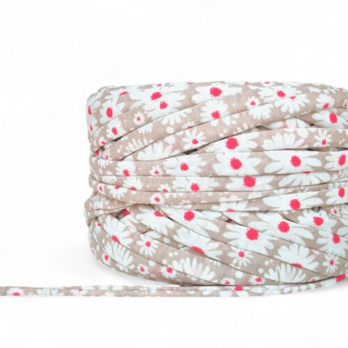 Fettuccia in cotone in fantasia Margherita Beige