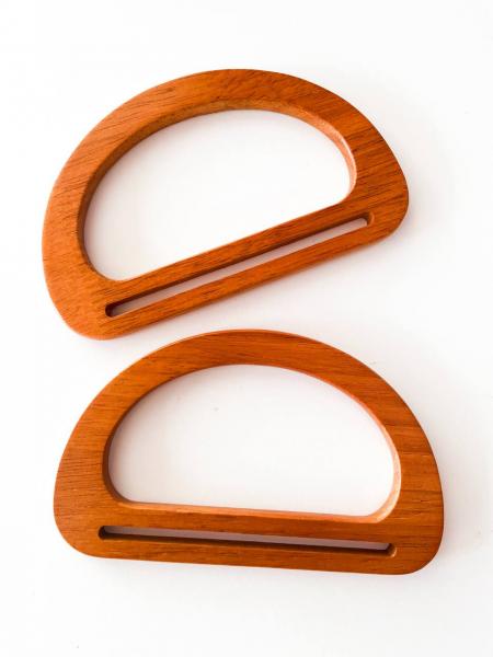 Manici in legno marrone a mezzaluna 15x9 cm – Accessorio per borse handmade
