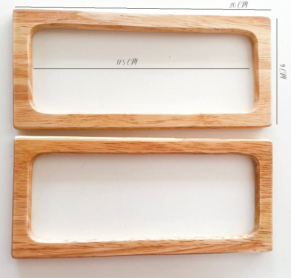 Manici in legno Naturale rettangolari 20x9 cm – Accessori per borse handmade
